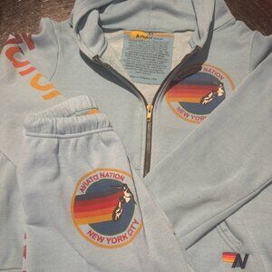 Aviator Nation Sweatsuit (Zip Up Hoodie + Pants) XS